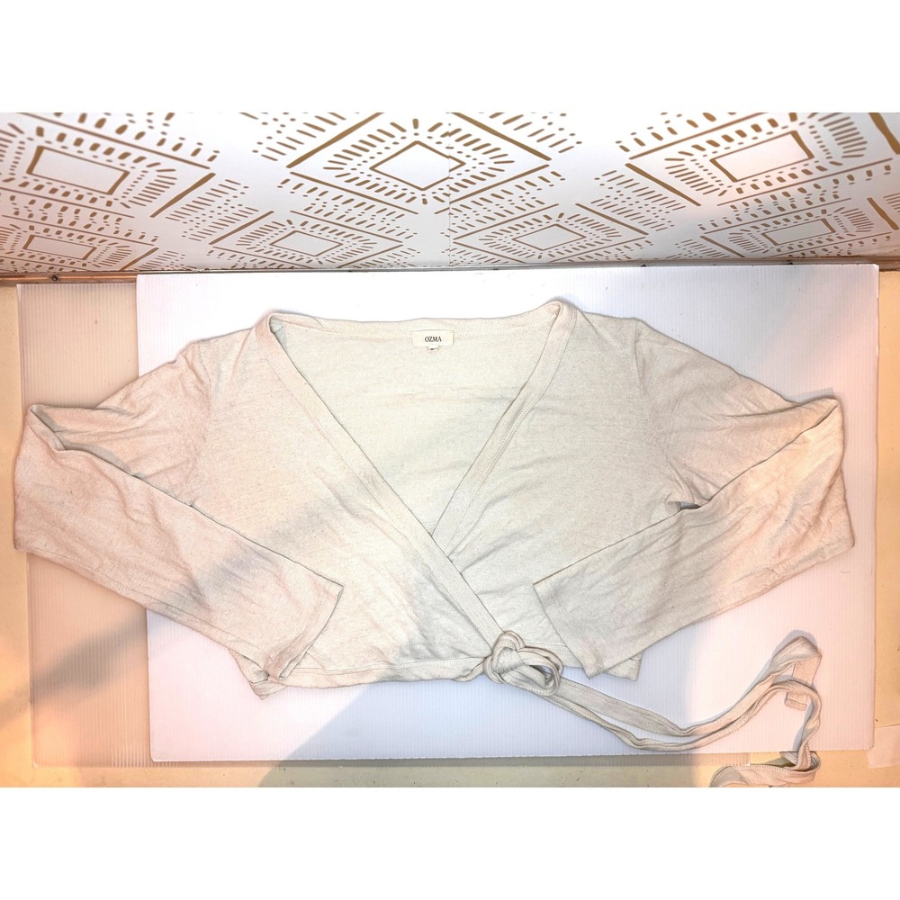 OZMA Dance Wrap Top 100% Silk Noil XL Cropped Balletcore Earthy Boho Cottagecore - Picture 8 of 11